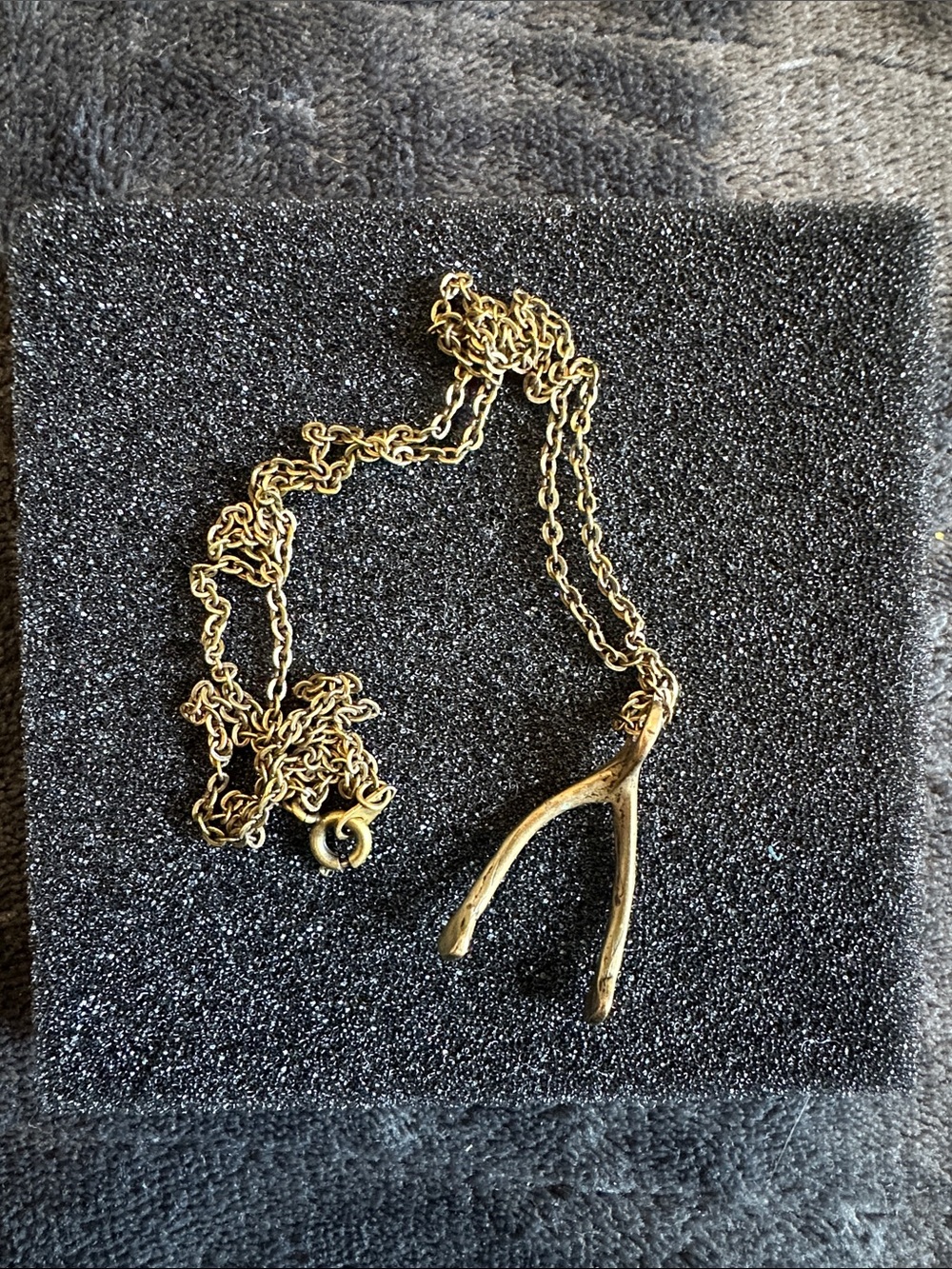 Gold Wishbone Pendant Necklace - Women's Jewelry